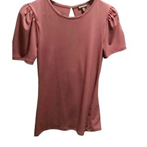 EXPRESS stretch mauve puffed sleeve blouse S